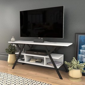 Móvel TV Minerva – Preto e Branco – 120 cm x 35 cm x 55 cm