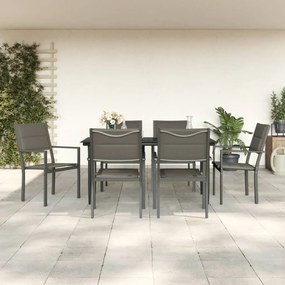 vidaXL 7 pcs conjunto de jantar para jardim aço e textilene preto