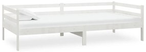 Sofá-cama com colchão 90x200 cm pinho maciço branco