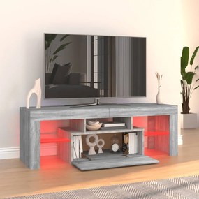 Móvel de TV com luzes LED 120x35x40 cm cinzento sonoma