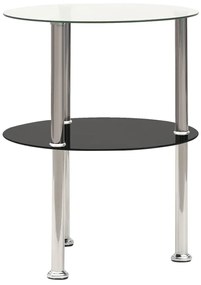Mesa apoio duas prateleiras 38cm vidro temp. transparente/preto