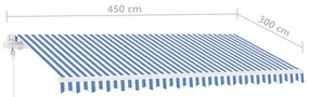Toldo automático independente 450x300 cm azul e branco