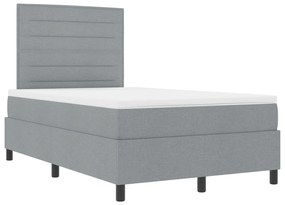 Cama Box com Colchão Cinza Claro 120x200 cm Tecido