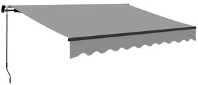 Outsunny Toldo Manual Retrátil 360x220 cm Toldo para Balcão com Manivela de Alumínio e Proteção UV30+ Toldo Enrolável de Exterior Cinza