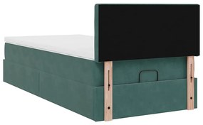 Estrutura de cama otomana colchão 90x200 cm veludo verde escuro