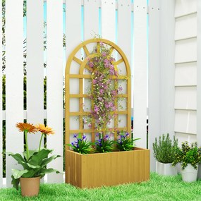 Floreira com Treliça de Madeira para Plantas Trepadeiras com Orifícios de Drenagem Floreira Elevada 60x30x120 cm Madeira