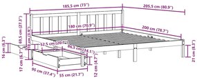 Cama sem colchão 180x200 cm madeira de pinho maciça