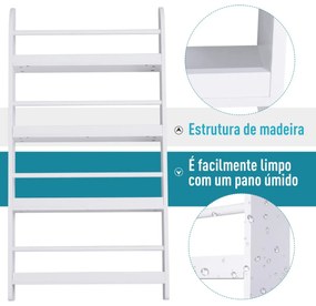 Estantes de parede com 4 prateleiras Estante infantil para escritório em casa Carga 30 kg 25 livros Resistente à água 59x12x113cm Branco