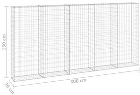 Muro gabião com tampas aço galvanizado 300x30x150 cm