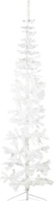 Meia árvore de Natal fina com suporte 240 cm branco
