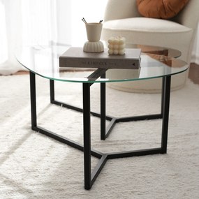Conjunto de Mesas de Café Bellisimo - Preto Mate - 82x40x58cm e 82x36x