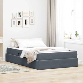 vidaXL Cama com arrumação e colchão Cinza Escuro 120 x 200 cm Veludo