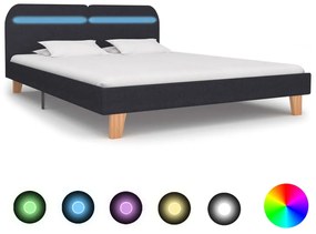 Estrutura de cama com LEDs em tecido 180x200 cm cinzento-escuro