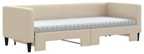 Sofá-cama c/ gavetão e colchões 80x200 cm tecido cor creme