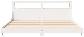 Cama sem colchão 180x200 cm madeira de pinho maciça branco