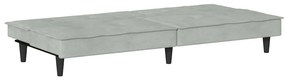 Sofá-cama com suportes para copos veludo cinzento-claro