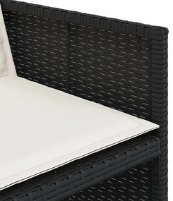 17 pcs conjunto de jantar p/ jardim c/ almofadões vime PE preto