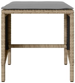 4 pcs conjunto de sofás para jardim c/ almofadões vime PE bege