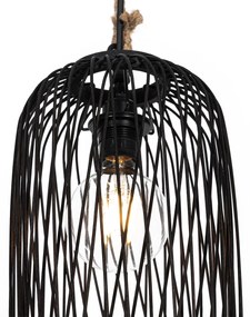 Candeeiro suspenso rural para exterior rattan preto 25 cm - Calamus Rústico