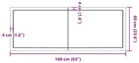 Prateleira de parede 160x60x(2-6)cm carvalho maciço não tratado