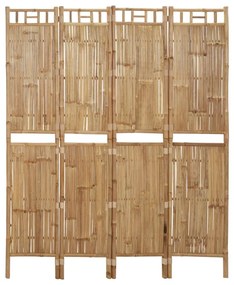 vidaXL Biombo/divisória com 4 painéis 160x180 cm bambu