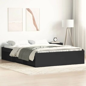 Estrutura de cama de casal 135x190 cm preto