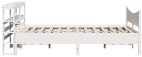 Estrutura de cama com cabeceira 140x200 cm pinho maciço branco