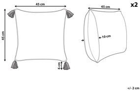 Conjunto de 2 almofadas decorativas com padrão floral com borlas em algodão multicolor 45 x 45 cm CARISSA Beliani