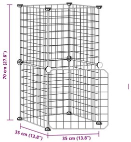 Gaiola p/ animais de 8 painéis c/ porta 35x35 cm aço preto