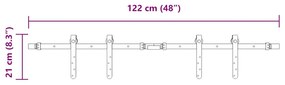 Kit p/ porta de armário deslizante 122 cm aço carbono