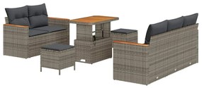 Conjunto de Sofá de Jardim vidaXL de 8 Peças com Almofadas Cinza Ratta