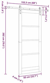 Porta Deslizante vidaXL com Conjunto de Ferragens 'ORKDAL'83x202 cm