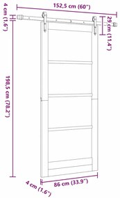 Porta Deslizante vidaXL com Kit de Ferragens "ORKDAL" Branca 86x198.5