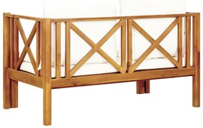 Banco de jardim 2 lugares c/ almofadões 122 cm acácia maciça