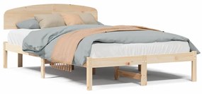 Estrado de Cama com Cabeceira 120x200 cm Madeira Sólida de Pinho