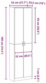 Guarda-roupa Cinza Sonoma 55x25x189 cm Aglomerado de Madeira