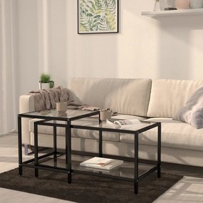 vidaXL Mesas de centro 2 pcs vidro temperado transparente