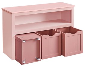 Estante infantil com rodas 30 x 102 x 60 cm rosa pastel