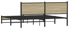 Estrutura de cama sem colchão 183x213cm metal carvalho sonoma