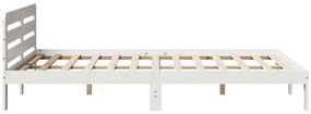 Cama sem colchão 160x200 cm madeira de pinho maciça branco