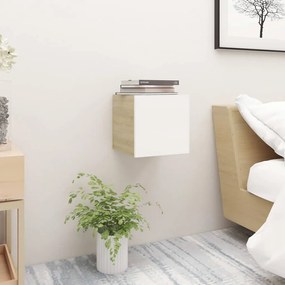 vidaXL Mesa cabeceira 30,5x30x30 cm contrapl. branco/carvalho sonoma
