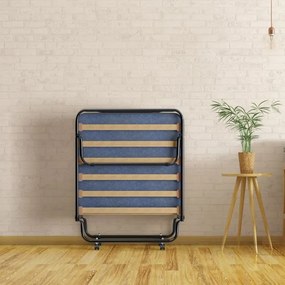 Cama dobrável com colchão Cama de hóspedes portátil com rodas em espuma de memória Estrutura de aço 190 x 80 x 33 cm Azul