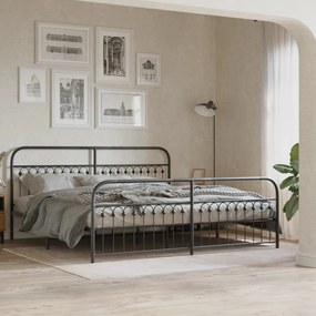 Estrutura de cama com cabeceira e pés 200x200 cm metal preto