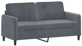 Sofá 2 lug. c/ almofadas decorativas 140 cm veludo cinza-escuro