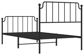 Estrutura de cama com cabeceira e pés 100x190 cm metal preto