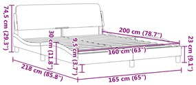 Estrutura de cama c/ cabeceira 160x200 cm veludo cinzento-claro