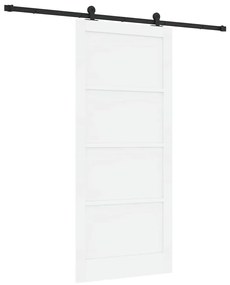 Porta Deslizante com Conjunto de Hardware 'ORKDAL'Branca Madeira Maciç
