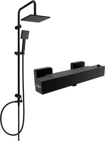 Mexen Cube Tord conjunto de duche de montagem externa com chuveiro de teto e misturadora de duche termostática, preto
