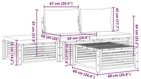 4 pcs conjunto de sofás de jardim com almofadões acácia maciça