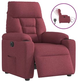 vidaXL Poltrona elétrica reclinável tecido vermelho tinto
